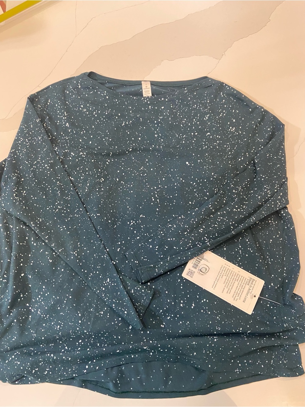 Lululemon Back In Action Long Sleeve Splatter Submarine Pima Cotton SZ 4